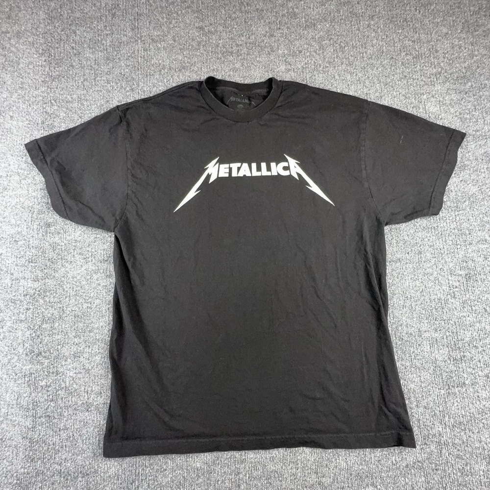 Metallica Shirt Mens 2XL Black Logo Graphic Band Tee Heavy Metal Rock Music